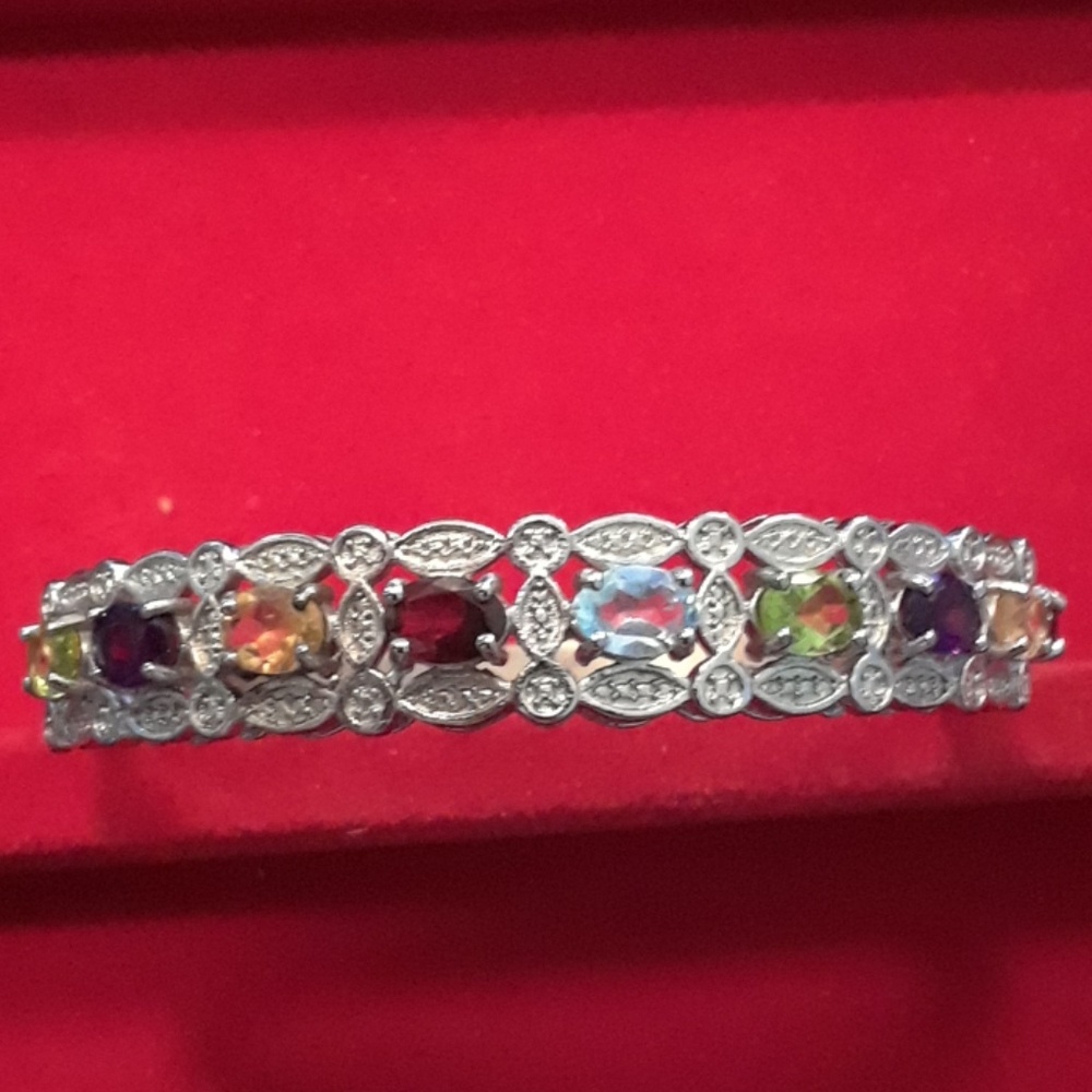 Multi Gemstones Bracelet in stainless steel